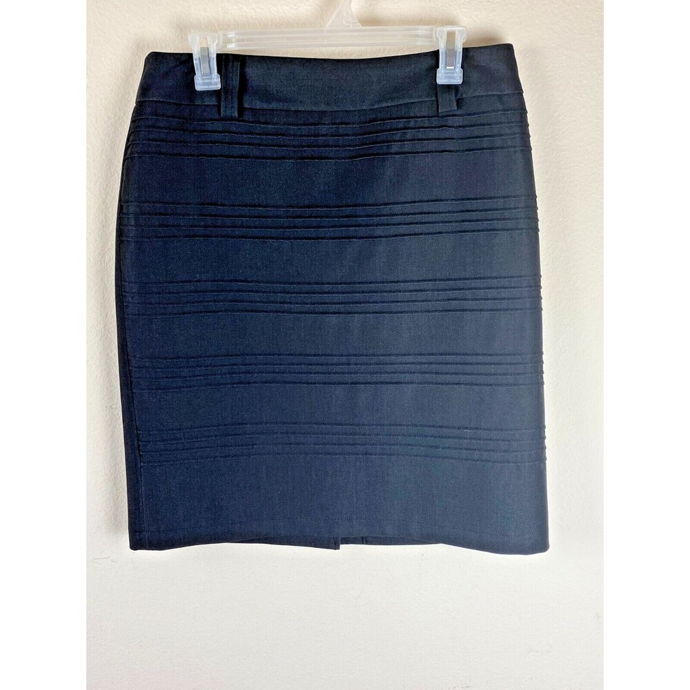 Dressbarn Pencil Skirt Black 10 Preppy Ribbed Career Classic